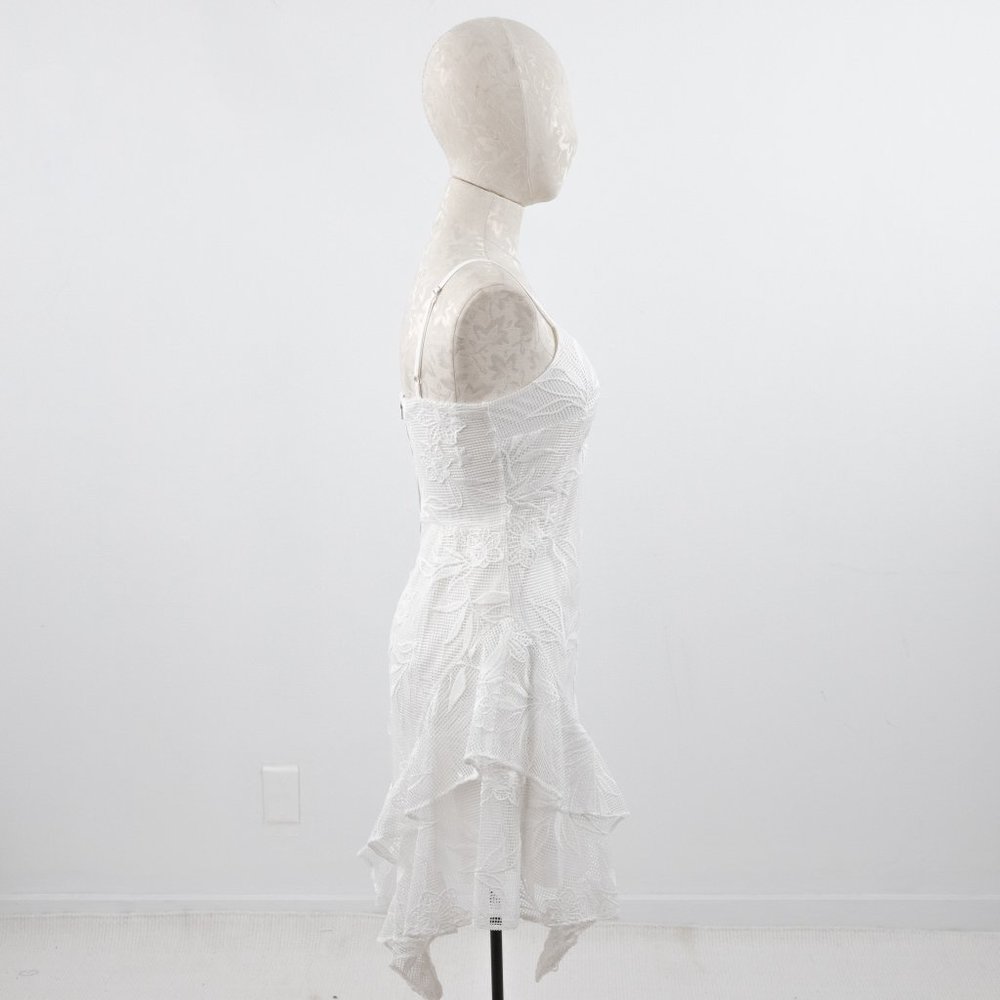 Parker XS Mesh Floral Asymmetric Mini Dress White - Picture 5 of 13